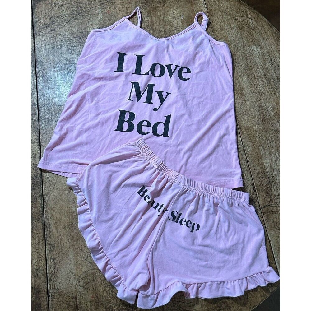 Pink Sleepwear Set - "I Love My Bed"